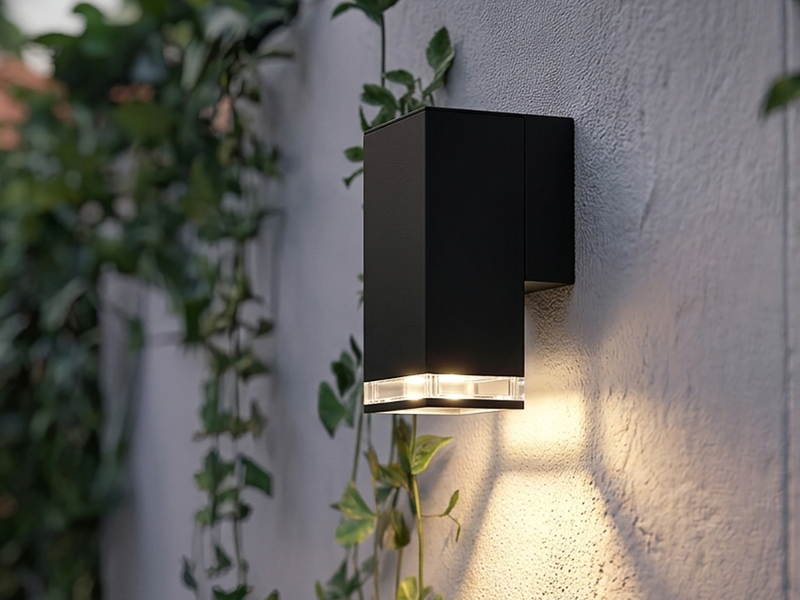 LED Außenwandleuchte ALU Down Light Schwarz Effektstreifen IP44, Höhe 16,5cm
