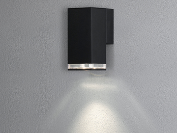 LED Außenwandleuchte ALU Down Light Schwarz Effektstreifen IP44, Höhe 16,5cm