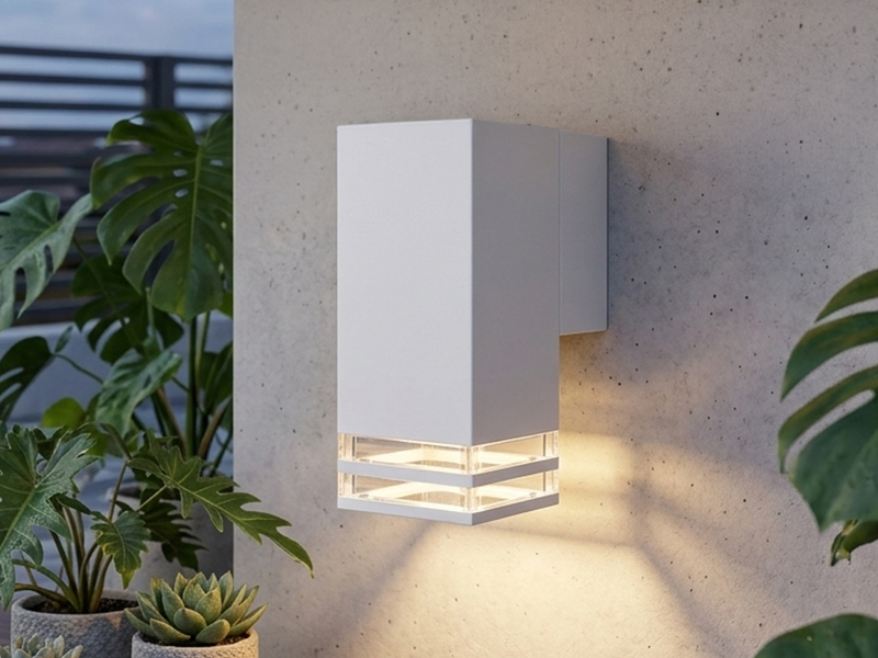 LED Außenwandleuchte ALU Down Light Weiß Effektstreifen IP44, Höhe 19cm