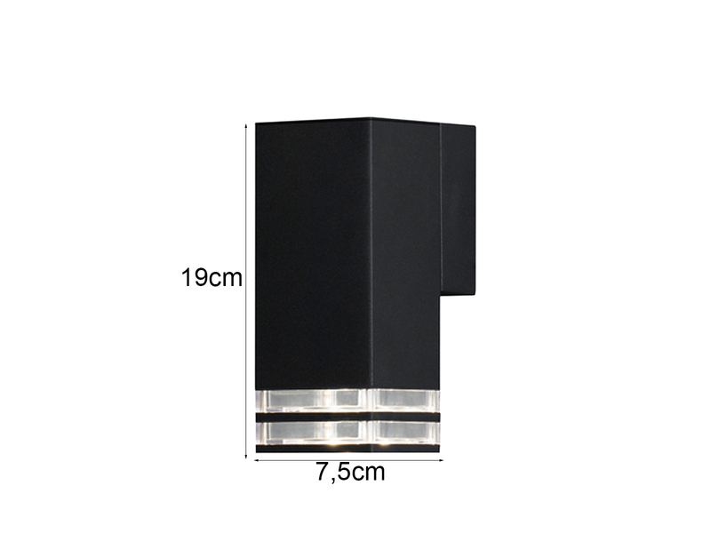 LED Außenwandleuchte ALU Down Light Schwarz Effektstreifen IP44, Höhe 19cm