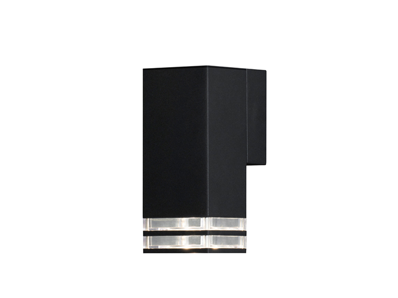 LED Außenwandleuchte ALU Down Light Schwarz Effektstreifen IP44, Höhe 19cm