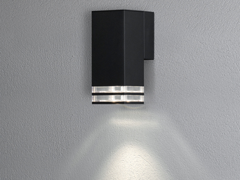 LED Außenwandleuchte ALU Down Light Schwarz Effektstreifen IP44, Höhe 19cm