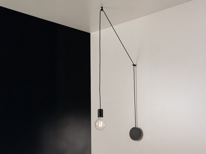 Ausgefallene Pendelleuchte 1-flammig in Schwarz - Wandmontage, Kabel max. 5m