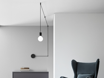 Ausgefallene Pendelleuchte 1-flammig in Schwarz - Wandmontage, Kabel max. 5m