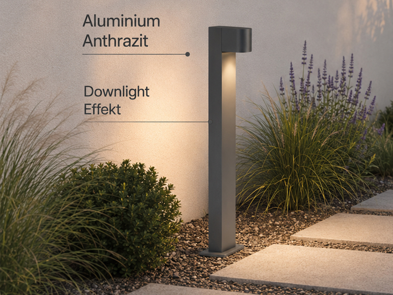 Pollerleuchte Downlight aus Aluminium Anthrazit inklusive GU10 LED, Höhe 100cm