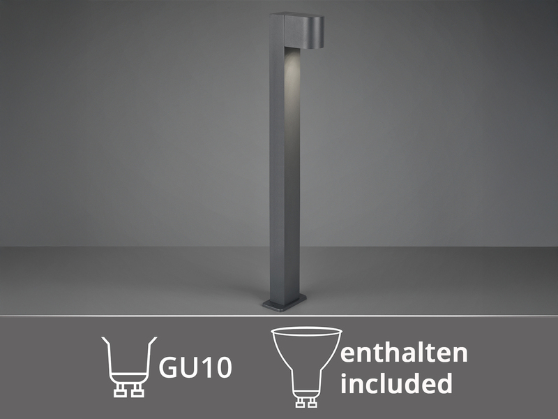 Pollerleuchte Downlight aus Aluminium Anthrazit inklusive GU10 LED, Höhe 100cm