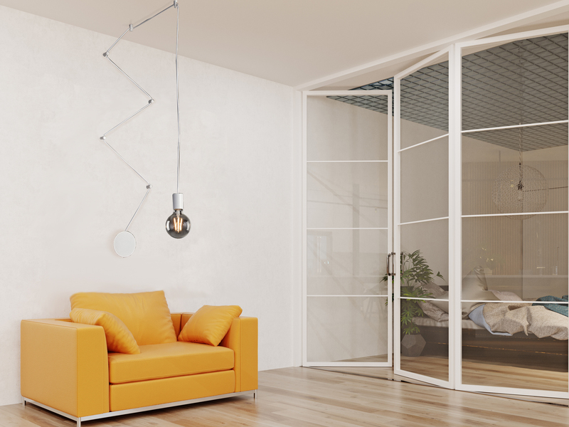 Ausgefallene Pendelleuchte 1-flammig in Weiß - Wandmontage, Kabel 5m