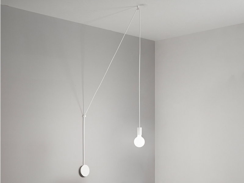 Ausgefallene Pendelleuchte 1-flammig in Weiß - Wandmontage, Kabel 5m