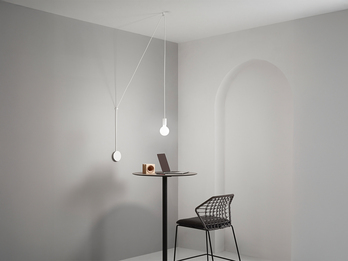Ausgefallene Pendelleuchte 1-flammig in Weiß - Wandmontage, Kabel max. 5m