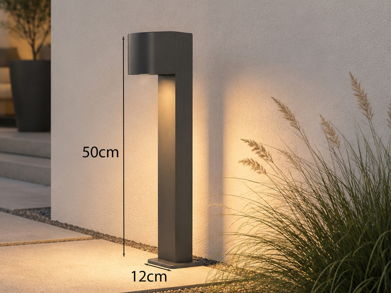 Pollerleuchte Downlight aus Aluminium Anthrazit inklusive GU10 LED, Höhe 50cm