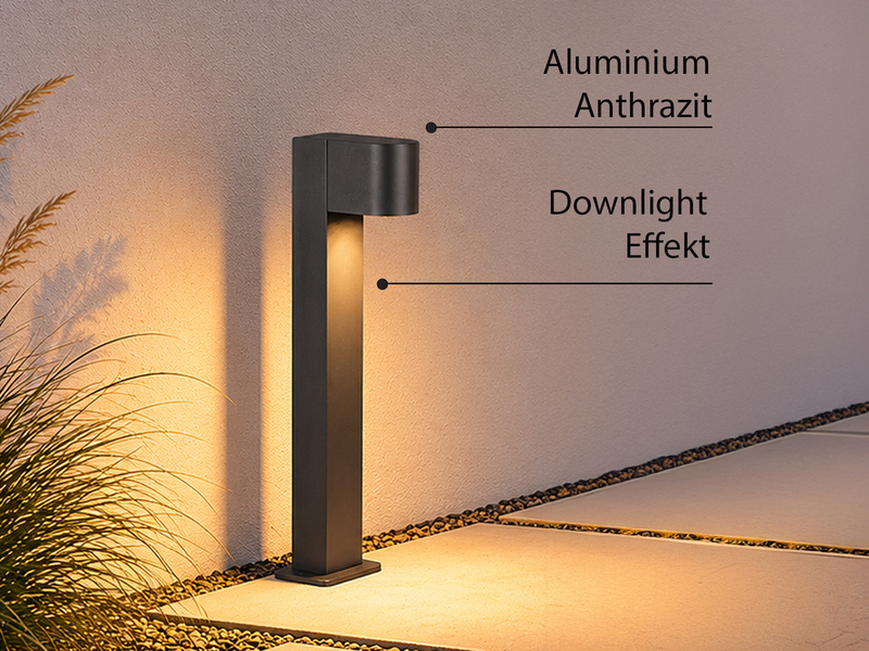 Pollerleuchte Downlight aus Aluminium Anthrazit inklusive GU10 LED, Höhe 50cm