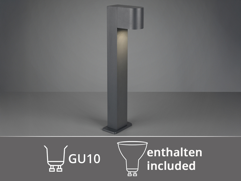 Pollerleuchte Downlight aus Aluminium Anthrazit inklusive GU10 LED, Höhe 50cm