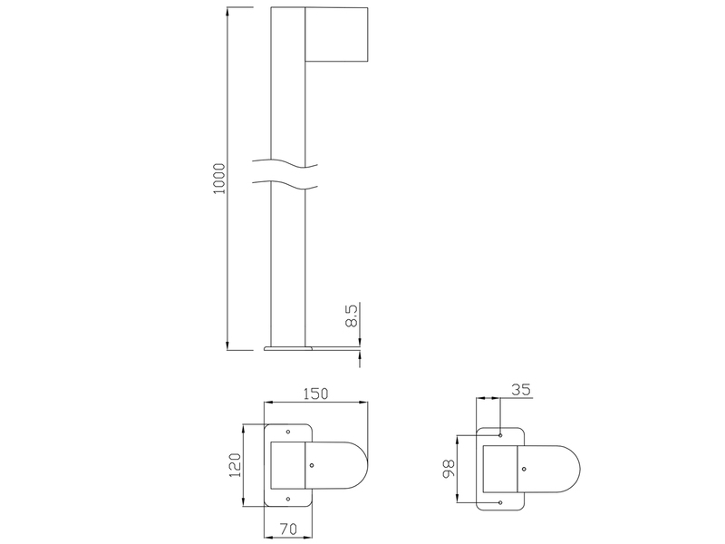 Pollerleuchte Downlight Anthrazit inklusive Erdspieß & GU10 LED, Höhe 100cm