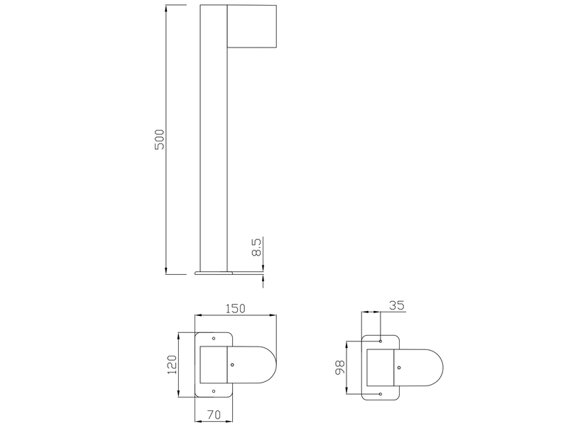 Pollerleuchte Downlight Anthrazit inklusive Erdspieß & GU10 LED, Höhe 50cm
