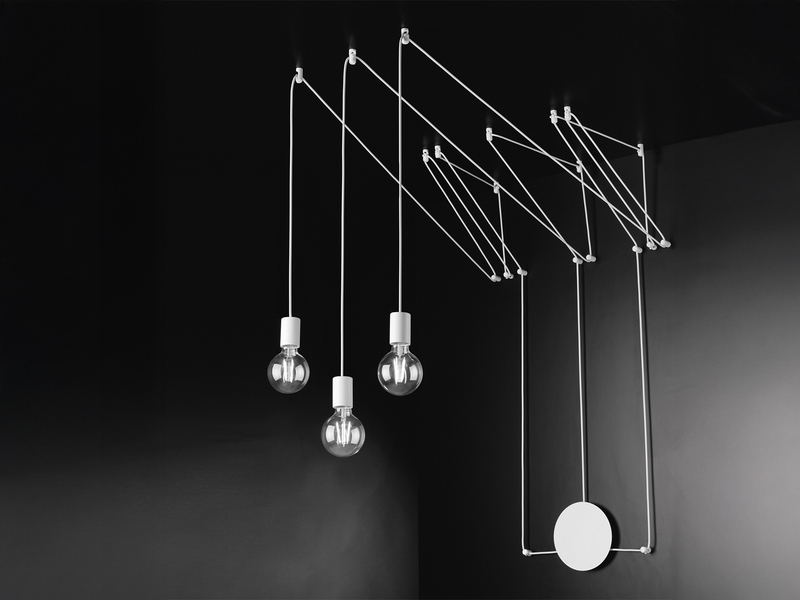 Ausgefallene Pendelleuchte 3-flammig in Weiß - Wandmontage, Kabel jeweils 5m