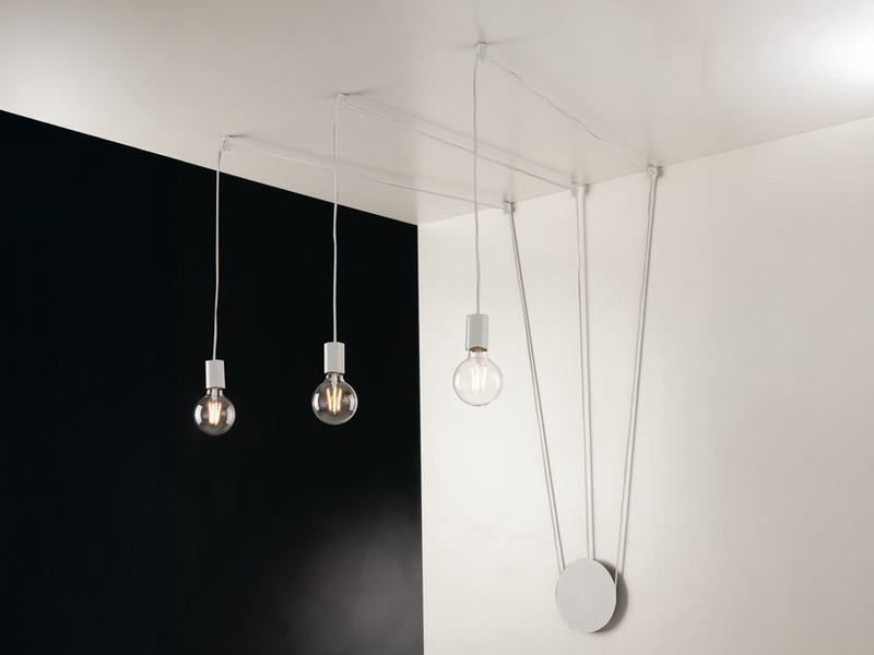 Ausgefallene Pendelleuchte 3-flammig in Weiß - Wandmontage, Kabel jeweils 5m