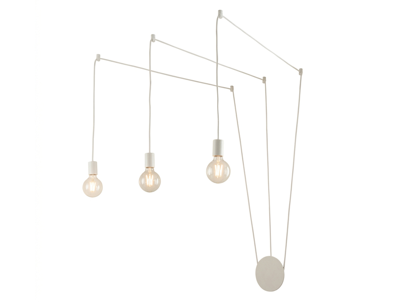 Ausgefallene Pendelleuchte 3-flammig in Weiß - Wandmontage, Kabel jeweils 5m