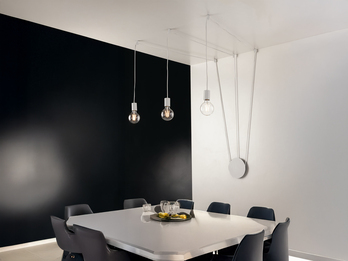 Ausgefallene Pendelleuchte 3-flammig in Weiß - Wandmontage, Kabel 5m