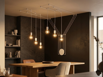 Ausgefallene Pendelleuchte 6-flammig in Weiß - Wandmontage, Kabel 5m