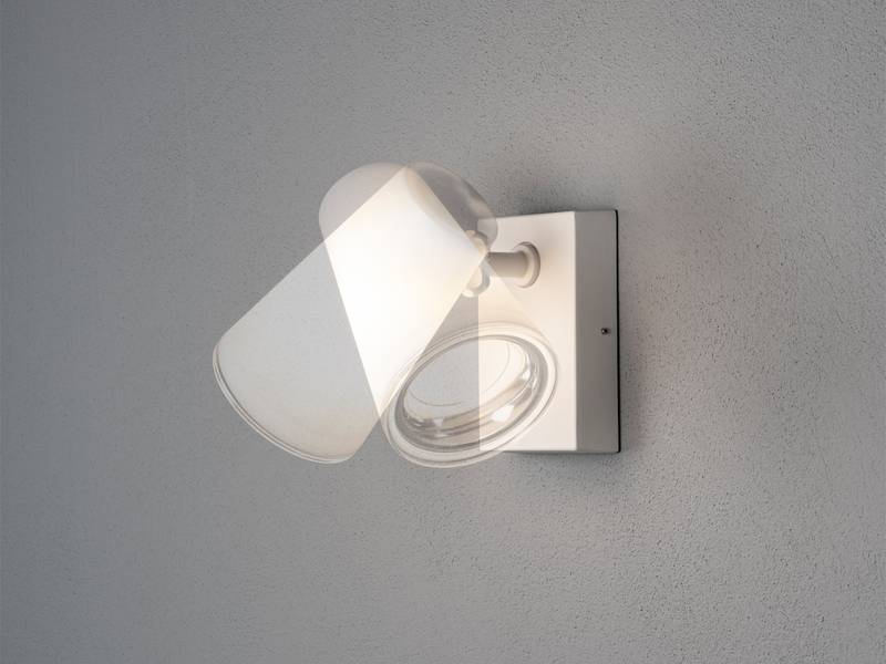 LED Außenwandleuchte Downlight Weiß mit schwenkbarem Kopf Höhe 21,5cm IP54 E27