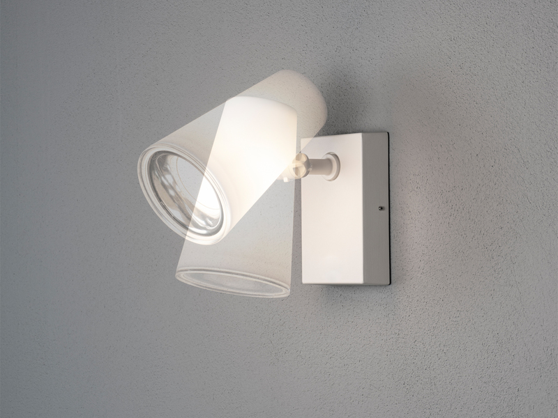 LED Außenwandleuchte Downlight Weiß mit schwenkbarem Kopf Höhe 21,5cm IP54 E27