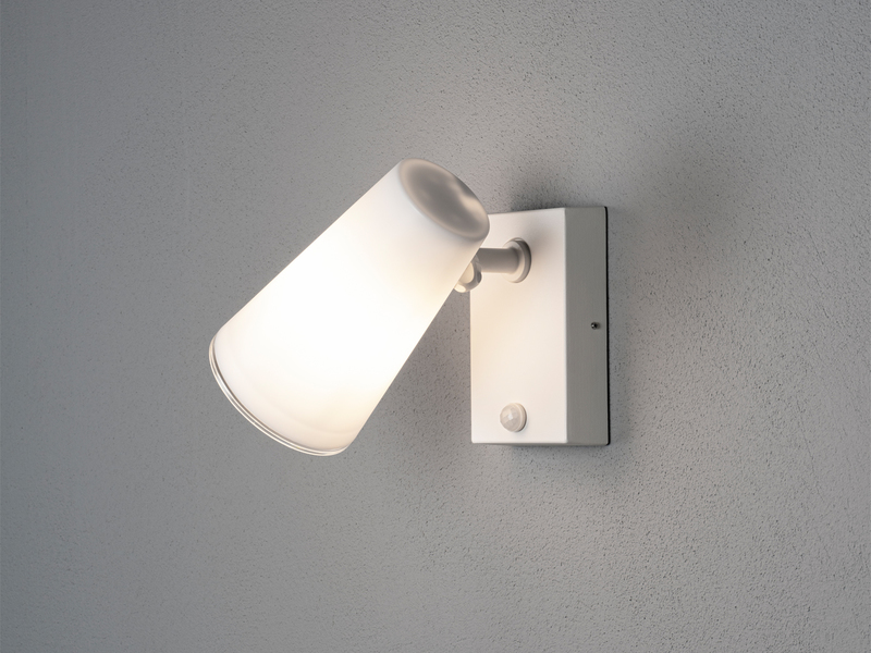 LED Außenwandleuchte Downlight Weiß mit Bewegungssensor, Höhe 21,5cm IP54 E27