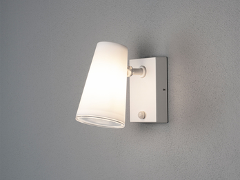 LED Außenwandleuchte Downlight Weiß mit Bewegungssensor, Höhe 21,5cm IP54 E27