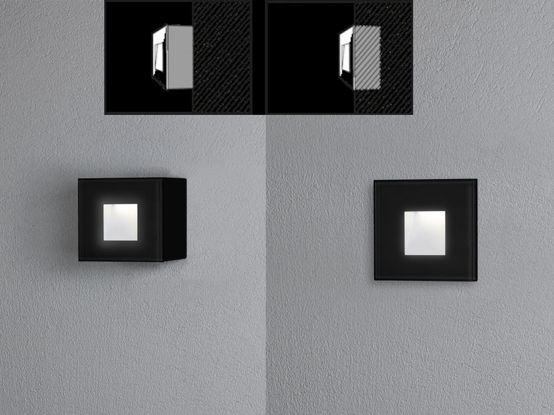 LED Außenwandleuchte klein CHIERI Auf-& Einbauleuchte aus Alu in schwarz, 8x8cm