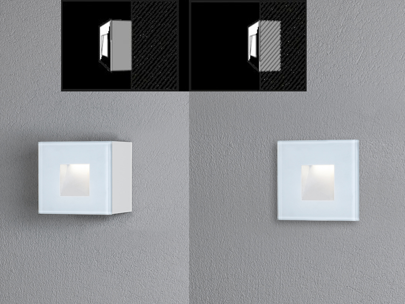 LED Außenwandleuchte klein CHIERI Auf-& Einbauleuchte aus Alu in weiß, 8x8x5cm