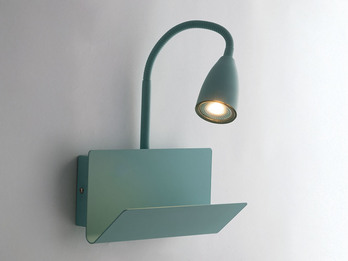 Leselampe Wand GULP Grün mit Ablage & USB Ladefunktion, Breite 23cm