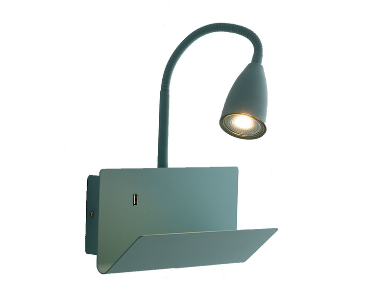 LED Leselampe Grün mit Ablage & USB Ladefunktion, Breite 23cm