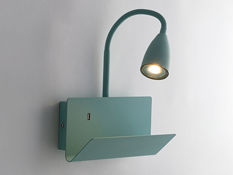 LED Schwanenhals Leselampe Grün mit Ablage & USB-Ladefunktion, B. 23cm