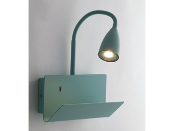 LED Leselampe Grün mit Ablage & USB Ladefunktion, Breite 23cm