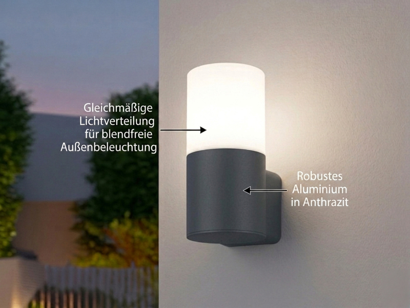 Außenwandleuchte HOOSIC aus Aluminium in Anthrazit E27, Höhe 17,5cm