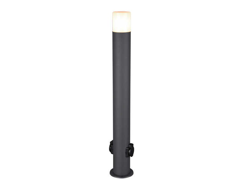 Wegeleuchte HOOSIC mit 2 Steckdosen, Aluminium Anthrazit E27, Höhe 80cm