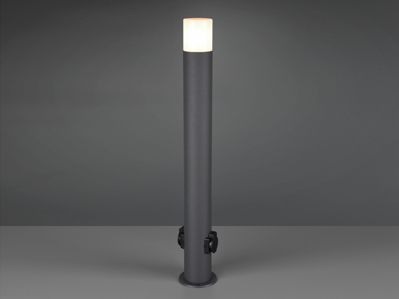 Wegeleuchte HOOSIC mit 2 Steckdosen, Aluminium Anthrazit E27, Höhe 80cm