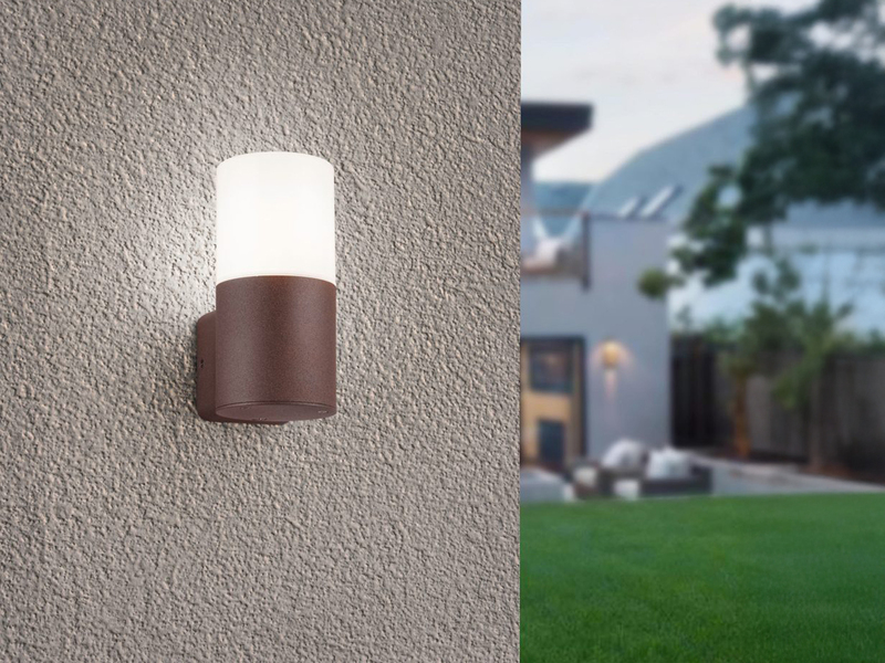 Außenwandleuchte HOOSIC aus Aluminium in Rostoptik, Höhe 17,5cm