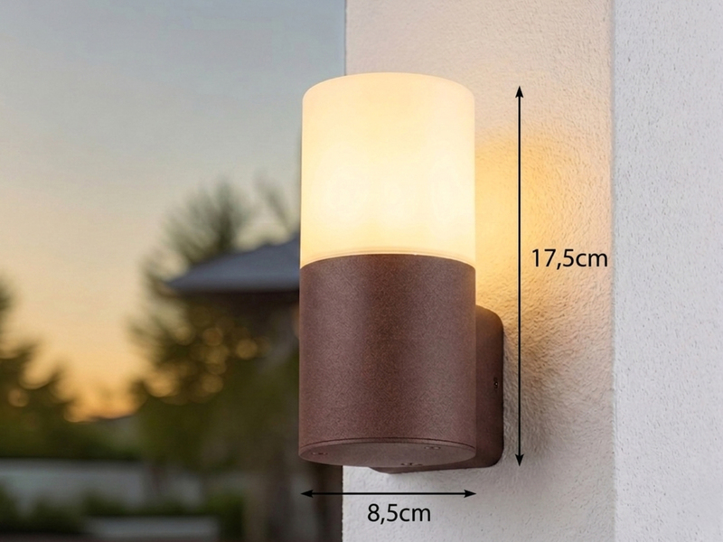 Außenwandleuchte HOOSIC aus Aluminium in Rostoptik E27, Höhe 17,5cm