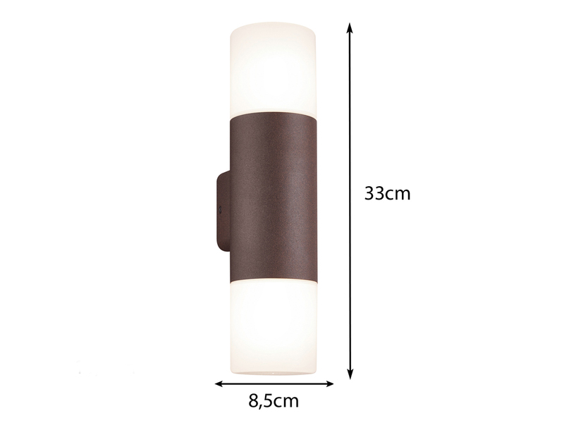 Außenwandleuchte HOOSIC Up-and-Down in Rostoptik Höhe 33cm