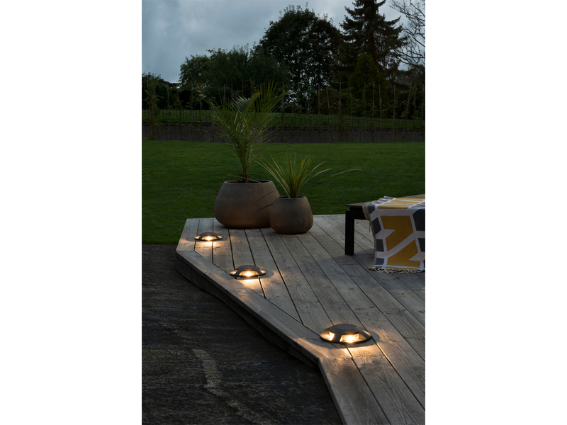 Terrassen- Bodenaufbaustrahler mit 4 LEDs ALU anthrazit Ø20cm, IP65