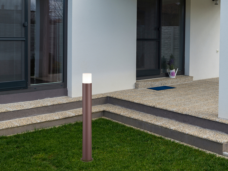 Pollerleuchte HOOSIC Wegeleuchte aus Aluminium in Rostoptik, Höhe 80cm