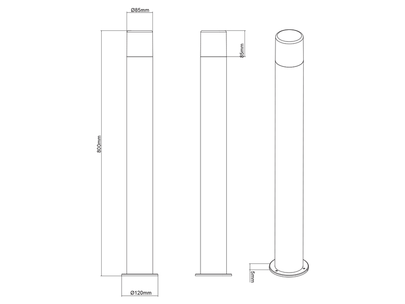 Pollerleuchte HOOSIC Wegeleuchte aus Aluminium in Rostoptik, Höhe 80cm
