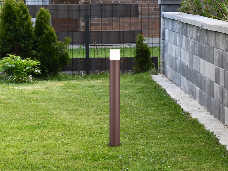 Pollerleuchte HOOSIC Wegeleuchte aus Aluminium in Rostoptik, Höhe 80cm