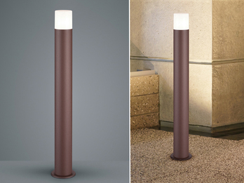 Pollerleuchte HOOSIC Wegeleuchte aus Aluminium in Rostoptik, Höhe 80cm