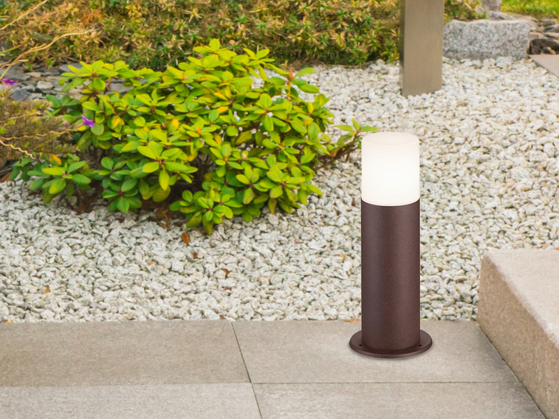 Sockelleuchte HOOSIC Wegeleuchte aus Aluminium in Rostoptik, Höhe 30cm