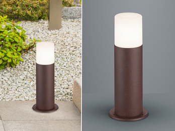 Sockelleuchte HOOSIC Wegeleuchte aus Aluminium in Rostoptik, Höhe 30cm