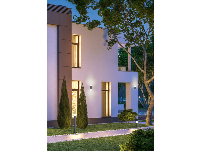 Moderne LED Außenwandleuchte in Rostoptik - Außenbeleuchtung Haus & Garten