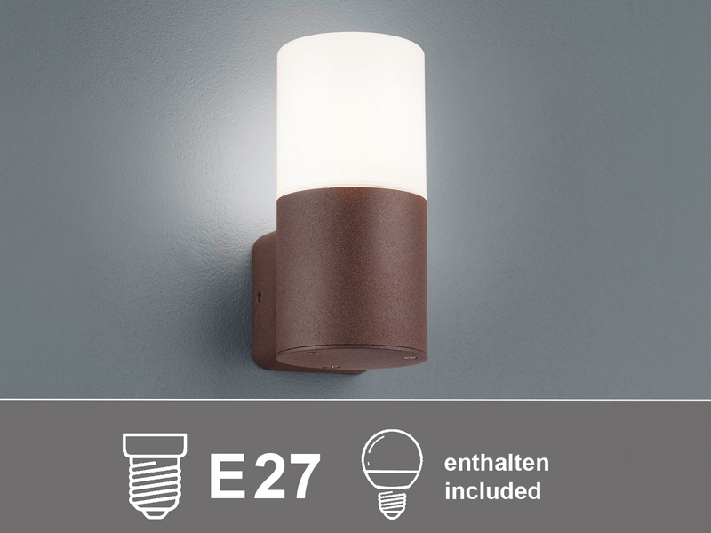 Außenwandleuchte aus Aluminium in Rostoptik mit E27 LED, Höhe 17,5cm