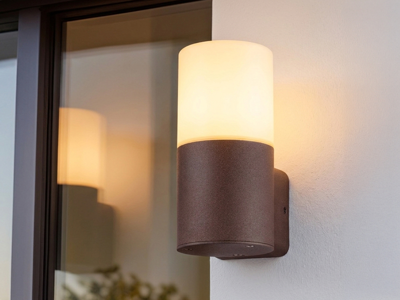 Außenwandleuchte aus Aluminium in Rostoptik mit E27 LED, Höhe 17,5cm