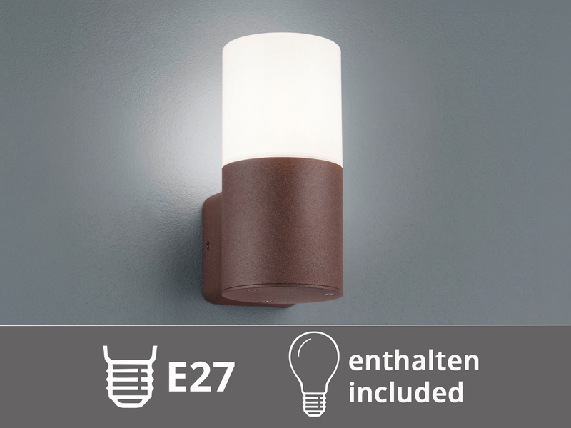 Außenwandleuchte aus Aluminium in Rostoptik mit E27 LED, Höhe 17,5cm